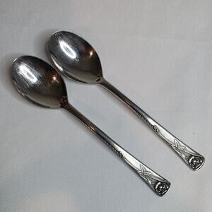 Vintage Collectible Spoons Noritake Silver Rosetta Pattern Oval Soup Dinner